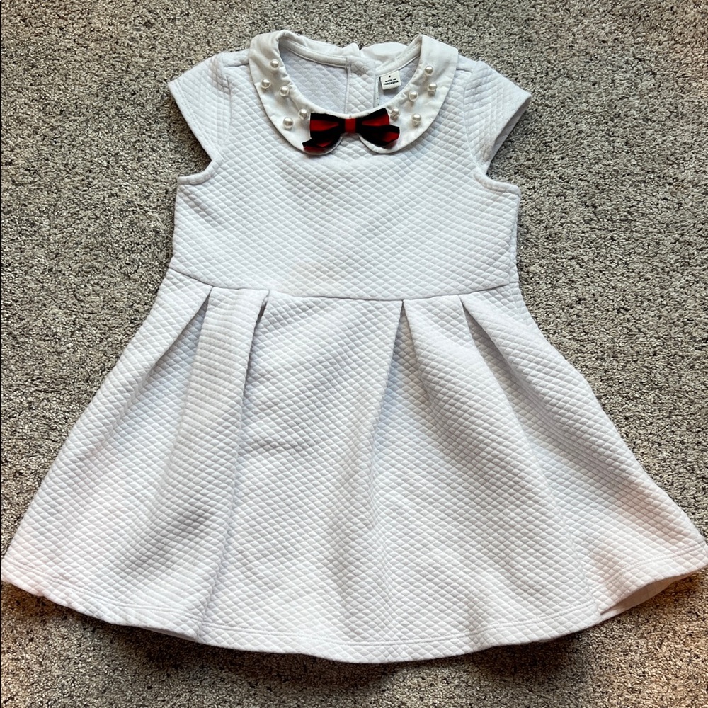 Janie and Jack White Quilted Dress with Red Bow